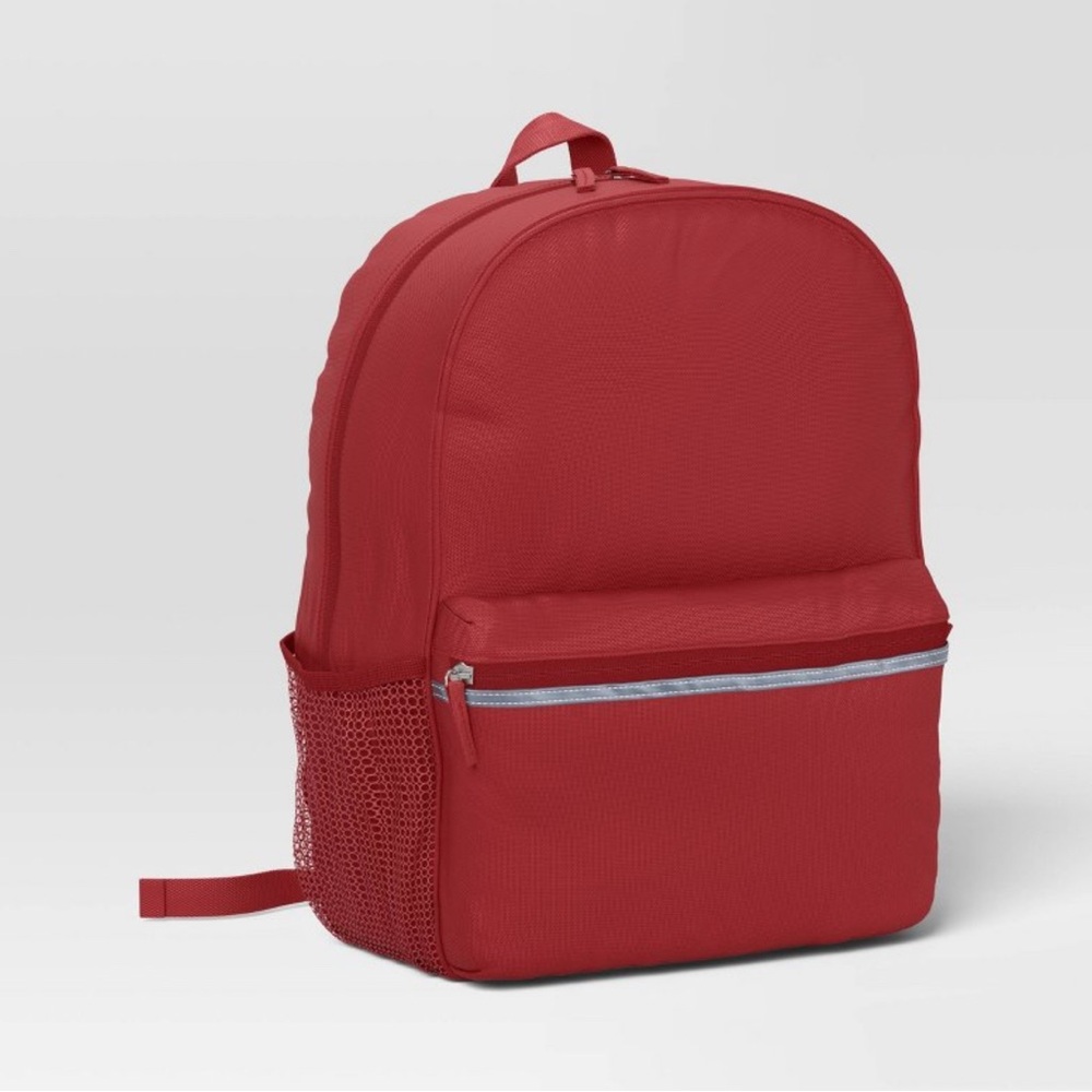 Red/Burgundy Backpack with Mesh Pocket